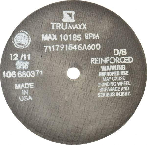 Tru-Maxx - 6" 60 Grit Aluminum Oxide Cutoff Wheel - 1/16" Thick, 1/2" Arbor, 10,186 Max RPM, Use with Stationary Tools - Exact Industrial Supply
