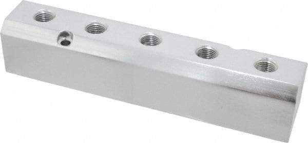 Coilhose Pneumatics - 1/2" Inlet, 1/4" Outlet Manifold - 7-1/2" Long x 1.58" Wide x 1.58" High, 0.235" Mount Hole, 2 Inlet Ports, 5 Outlet Ports - Exact Industrial Supply