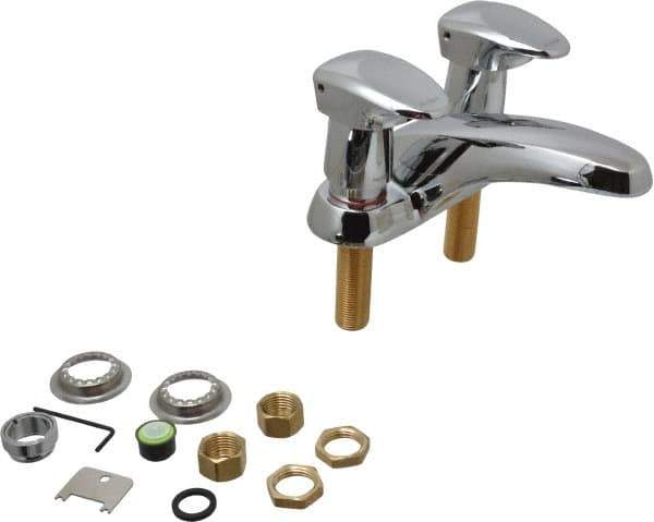 Moen - Knob Metering Handle, Deck Plate Bathroom Faucet - Two Handle, No Drain, Standard Spout - Exact Industrial Supply