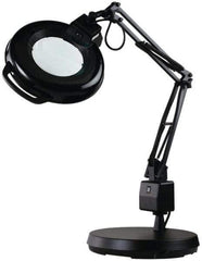 Electrix - 30 Inch, Spring Suspension, Desk Mounted, Fluorescent, Black, Magnifying Task Light - 22 Watt, 1.75x Magnification, 5 Inch Wide - Exact Industrial Supply