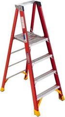 Werner - 144" 9 Step Ladder - 300 Lb Capacity, 120" Platform Height, 37-1/2" Base Width x 79" Depth - Exact Industrial Supply