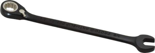 Proto - 3/8" 12 Point Combination Wrench - 15° Head Angle, 6-1/4" OAL, Steel, Black Chrome Finish - Exact Industrial Supply