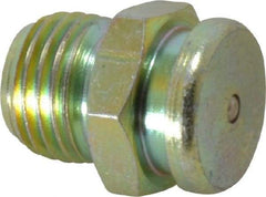 PRO-LUBE - Straight Head Angle, 1/4-18 NPTF Steel Button-Head Grease Fitting - 5/8" Hex, 21mm Overall Height, 12.3mm Shank Length, Zinc Plated Finish - Exact Industrial Supply