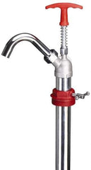 PRO-LUBE - Oil Lubrication 0.04 Strokes/oz Flow Steel & Cast Iron Lever Hand Pump - For 55 Gal Container, Use with High Viscosity Petroleum Based Media & Lacquer Thinner, Do Not Use with Corrosive Media, Gasoline & Water-Based Media - Exact Industrial Supply