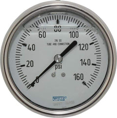 Wika - 4" Dial, 1/4 Thread, 0-160 Scale Range, Pressure Gauge - Lower Back Connection Mount, Accurate to 1% of Scale - Exact Industrial Supply