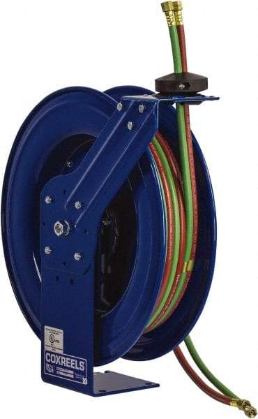 CoxReels - 24" Long x 10-1/4" Wide x 25-1/2" High, 1/4" ID, Spring Retractable Welding Hose Reel - 100' Hose Length, 200 psi Working Pressure, Hose Included - Exact Industrial Supply
