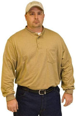 Stanco Safety Products - Size 2XL, Tan, Arc Flash, Long Sleeve Button Down Shirt - 50 to 52" Chest, 1 Pocket, Indura - Exact Industrial Supply