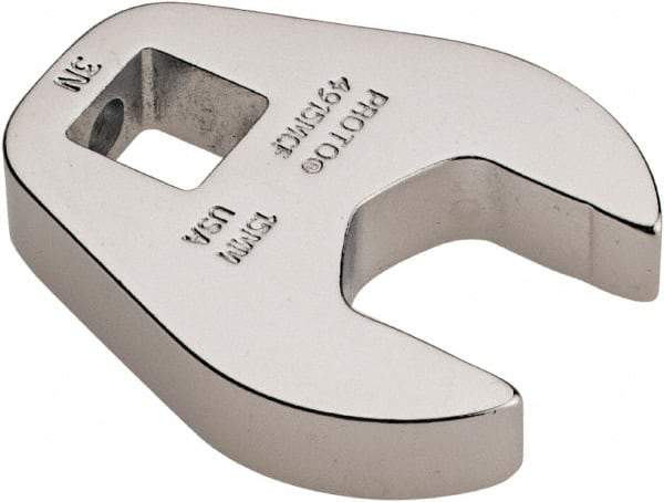 Proto - 15mm 3/8" Drive Chrome Crowfoot Wrench - 1-11/32" Head Diam x 1/4" Head Thickness, 1-5/8" OAL - Exact Industrial Supply