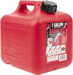 Made in USA - 2 Gal High Density Polyethylene Spill-Proof CARB Gas Can - 9-3/4" High x 9-1/4" Diam, Red - Exact Industrial Supply