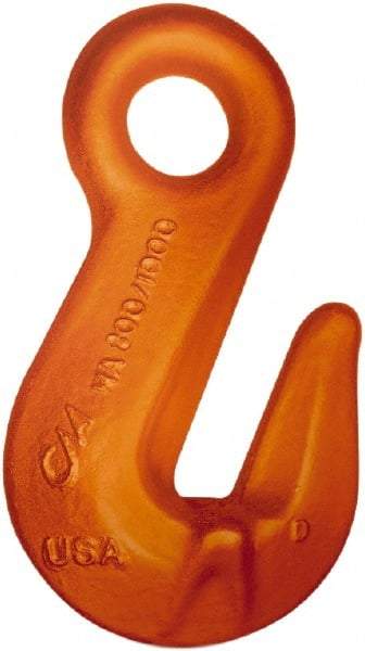 CM - Chain Grade 100, 22,600 Lbs. Load Limit Eye Cradle Grab Hook - 3/4 Inch Hook Throat, 5.06 Inch Reach, 1-1/4 Inch Eye Inside Diameter, 5/8 Inch Chain Diameter, 7.61 Inch Overall Length, 3/4 Inch Eye Thickness - Exact Industrial Supply