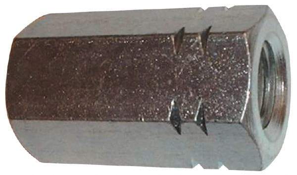 Made in USA - 1-1/2 - 6 UNC, 3-1/2" OAL Steel Standard Coupling Nut - Zinc-Plated Finish, 2-1/4" Width Across Flats - Exact Industrial Supply