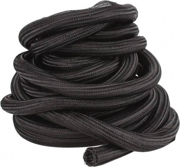 Techflex - Black Braided Cable Sleeve - 50' Coil Length, -103 to 257°F - Exact Industrial Supply