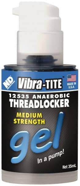 Vibra-Tite - 35 mL Bottle, Blue, Medium Strength Gel Threadlocker - Series 125, 24 hr Full Cure Time, Hand Tool Removal - Exact Industrial Supply