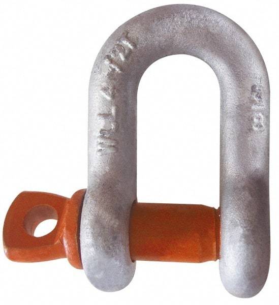 CM - 3/8" Nominal Chain Size, 1.5 Ton Carbon Steel Screw Chain Shackle - 17/32" Diam, 7/16" Pin Diam, 21/32" Wide Inside Jaw, 21/32" Inside Width - Exact Industrial Supply