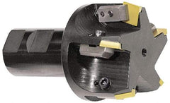 APT - 45° Lead Angle, 1-1/2" Max Cut Diam, 5/16" Max Depth of Cut, Indexable Chamfer and Angle End Mill - 1 Insert, SPC 42ZR, SPG 42., SPU 42. Insert Style, 5" OAL, Taper Shank - Exact Industrial Supply