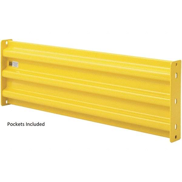 Steel King - 6' Long x 14" High, Yellow Steel Straight Heavy Duty Guard Rail - 3 Rails Accommodated, 2-1/2" Deep, 64 Lb - Exact Industrial Supply