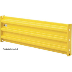 Steel King - 4' Long x 14-1/2" High, Yellow Steel Straight Lift-Out Guard Rail - 3 Rails Accommodated, 2-1/2" Deep, 54 Lb - Exact Industrial Supply