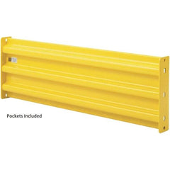 Steel King - 8' Long x 14" High, Yellow Steel Straight Heavy Duty Guard Rail - 3 Rails Accommodated, 2-1/2" Deep, 84 Lb - Exact Industrial Supply