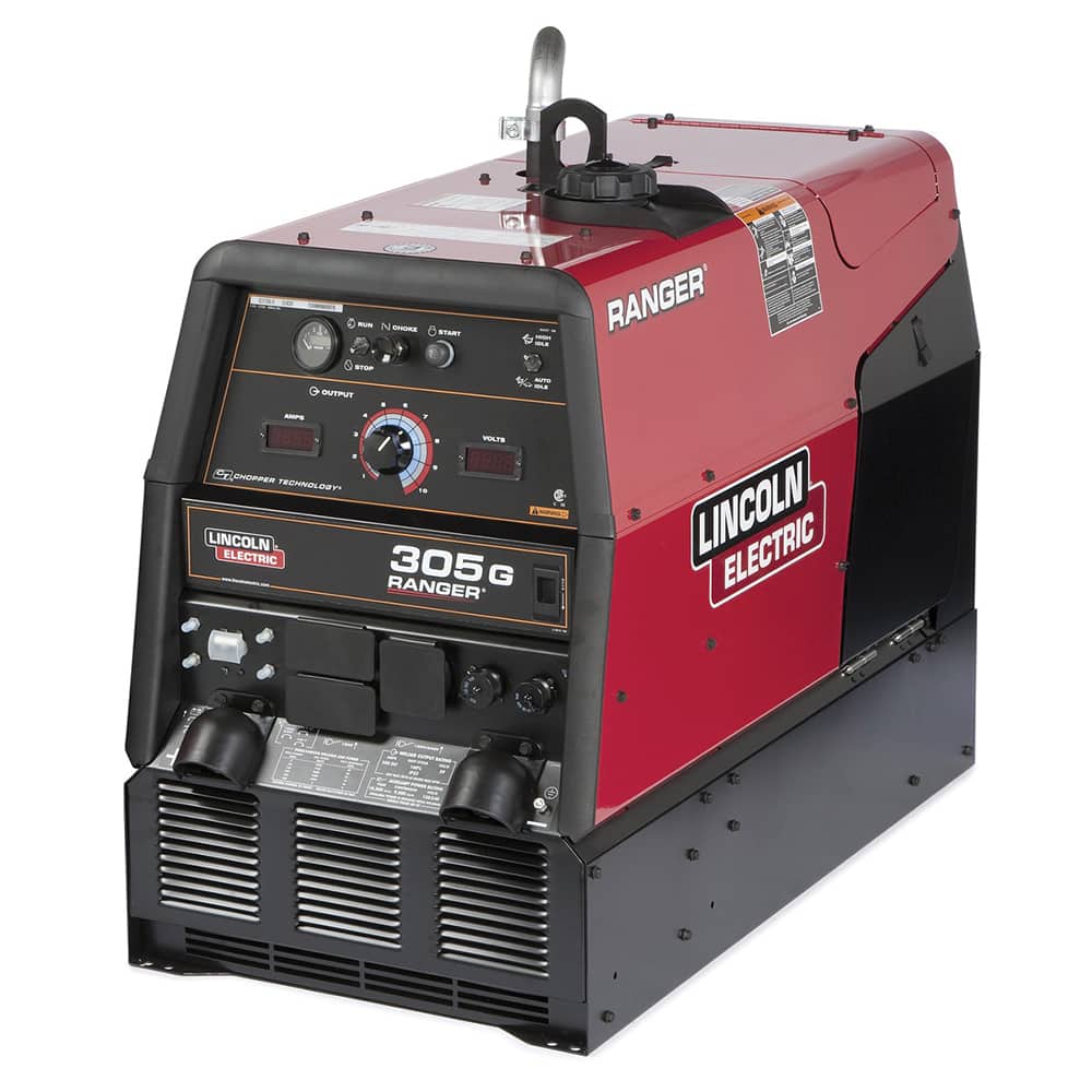 Lincoln Electric - Portable Welder/Generators; Duty Cycle: 305A DC CC/29V/100%; 300A DC CV/29V/100% ; Process: Stick, TIG, MIG, Flux Cored, Gouging ; Input Current: DC ; Output Current: DC ; Maximum Output Voltage: 230 ; Phase: Single Phase - Exact Industrial Supply