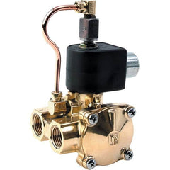 Parker - 120/60 - 110/50 VAC 3/8" NPT Port Brass Three-Way Internally Piloted Diaphragm Solenoid Valve - Exact Industrial Supply