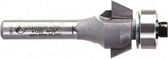 Amana Tool - 3/4" Cut Diam, 9/32" Length of Cut, 2 Flute Chamfer Edge Profile Router Bit - Carbide-Tipped, 1/4" Shank Diam, 2-3/32" OAL, Uncoated - Exact Industrial Supply