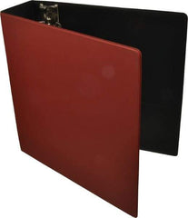 UNIVERSAL - 3" Sheet Capacity, 8-1/2 x 11", Round Ring Binder With Label Holder - Suede Finish Vinyl Cover, Red - Exact Industrial Supply