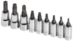 SK - 9 Piece 1/4 & 3/8" Drive Torx Bit Socket Set - T10 to T50 Torx - Exact Industrial Supply