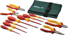 Wiha - 11 Piece Insulated Hand Tool Set - Comes in Canvas Pouch - Exact Industrial Supply