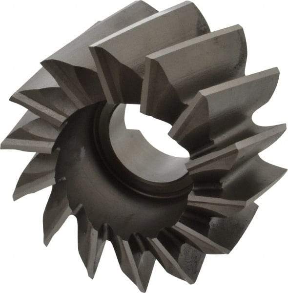 Made in USA - 4" Diam, 1-1/2" Arbor Hole Diam, 2-1/4" Length of Cut, 14 Flute, High Speed Steel, Finisher Shell End Mill - Right Hand Cut, Right Hand Spiral Flute, Uncoated - Exact Industrial Supply