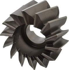 Made in USA - 4" Diam, 1-1/2" Arbor Hole Diam, 2-1/4" Length of Cut, 14 Flute, High Speed Steel, Finisher Shell End Mill - Right Hand Cut, Right Hand Spiral Flute, Uncoated - Exact Industrial Supply