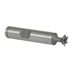 Made in USA - 3/8" Diam x 1/8" Width of Cut, 45° Included Angle, Cobalt Dovetail Cutter - 3/8" Shank Diam, 1-15/16" Shank Length, 2-1/8" Overall Length, Weldon Flat, Uncoated - Exact Industrial Supply