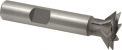 Made in USA - 3/4" Diam x 3/16" Width of Cut, 45° Included Angle, Cobalt Dovetail Cutter - 3/8" Shank Diam, 1-15/16" Shank Length, 2-1/8" Overall Length, Weldon Flat, Uncoated - Exact Industrial Supply