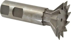 Made in USA - 1-7/8" Diam x 1/2" Width of Cut, 45° Included Angle, Cobalt Dovetail Cutter - 7/8" Shank Diam, 2-3/4" Shank Length, 3-1/4" Overall Length, Weldon Flat, Uncoated - Exact Industrial Supply