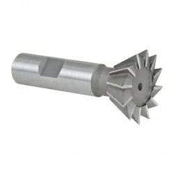 Made in USA - 1-3/8" Diam x 9/16" Width of Cut, 60° Included Angle, Cobalt Dovetail Cutter - 5/8" Shank Diam, 2-7/8" Overall Length, Weldon Flat, Uncoated - Exact Industrial Supply