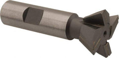 Made in USA - 1-1/4" Diam x 1/2" Width of Cut, 60° Included Angle, Carbide-Tipped Dovetail Cutter - 5/8" Shank Diam, 2-3/4" Overall Length, 0.02" Corner Radius, Weldon Flat, Uncoated - Exact Industrial Supply