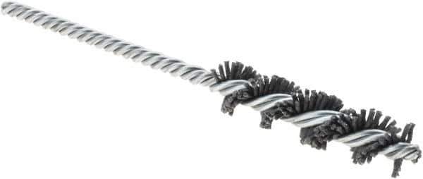 Weiler - 1/2" Diam Helical Nylon Tube Brush - Double Spiral, 0.04" Filament Diam, 2" Brush Length, 5" OAL, 3/16" Diam Galvanized Steel Shank - Exact Industrial Supply