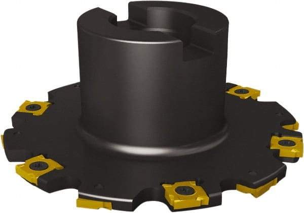 Seco - Shell Mount Connection, 0.1575" Cutting Width, 0.8819" Depth of Cut, 80mm Cutter Diam, 0.8661" Hole Diam, 5 Tooth Indexable Slotting Cutter - R335.19 Toolholder, SNHQ 1102 Insert, Right Hand Cutting Direction - Exact Industrial Supply