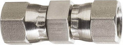 Made in USA - 3/4" Tube OD, 37° Stainless Steel Flared Tube Swivel Nut Union - 1-1/16-12 Female Flare x Female Flare Ends - Exact Industrial Supply