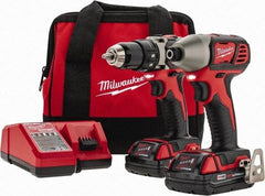 Milwaukee Tool - 18 Volt Cordless Tool Combination Kit - Includes Compact Drill/Driver & Impact Driver, Lithium-Ion Battery Included - Exact Industrial Supply