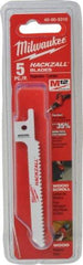 Milwaukee Tool - 3-1/2" Long x 5/16" Thick, Bi-Metal Reciprocating Saw Blade - Scroll Profile, 10 TPI, Toothed Edge, Universal Shank - Exact Industrial Supply