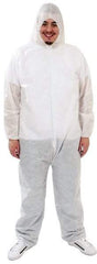 PRO-SAFE - Size 3XL SMS Chemical Resistant Coveralls - White, Zipper Closure, Elastic Cuffs, Open Ankles, Serged Seams, ISO Class 6 - Exact Industrial Supply