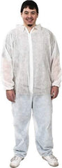 PRO-SAFE - Size 3XL Polypropylene General Purpose Coveralls - White, Zipper Closure, Elastic Cuffs, Elastic Ankles, Serged Seams, ISO Class 7 - Exact Industrial Supply