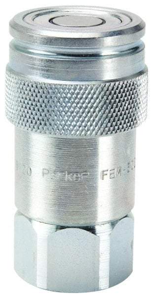 Parker - 9/16-18 SAE Steel Hydraulic Hose Female Pipe Thread Coupler & No Lock Fitting - 4,568 psi - Exact Industrial Supply