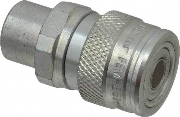 Parker - 1/4-18 NPSF Steel Hydraulic Hose Female Pipe Thread Coupler & No Lock Fitting - 4,568 psi - Exact Industrial Supply