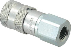 Parker - 3/8-18 NPSF Steel Hydraulic Hose Female Pipe Thread Coupler & No Lock Fitting - 3,625 psi - Exact Industrial Supply