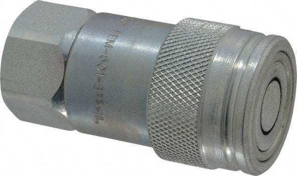 Parker - 1/2-14 NPSF Steel Hydraulic Hose Female Pipe Thread Coupler & No Lock Fitting - 3,625 psi - Exact Industrial Supply