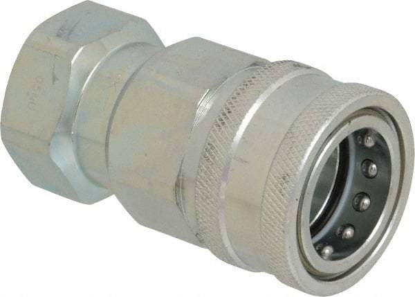 Parker - 3/4 NPTF Steel Hydraulic Hose Female Pipe Thread Coupler - 4,000 psi - Exact Industrial Supply