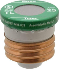 Cooper Bussmann - 125 VAC, 25 Amp, Time Delay Plug Fuse - 2.38" OAL, 10 (RMS Symmetrical) kA Rating, 2-1/4" Diam - Exact Industrial Supply