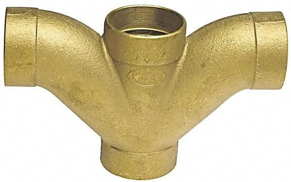 NIBCO - 1-1/2", Cast Copper Drain, Waste & Vent Pipe Double Long Turn T Y - C x C x C x C - Exact Industrial Supply