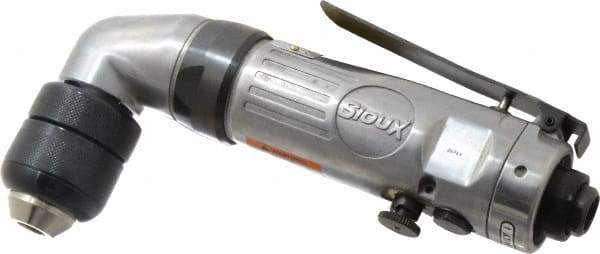 Sioux Tools - 3/8" Reversible Keyless Chuck - Right Angle Handle, 1,200 RPM, 10 CFM, 0.33 hp - Exact Industrial Supply